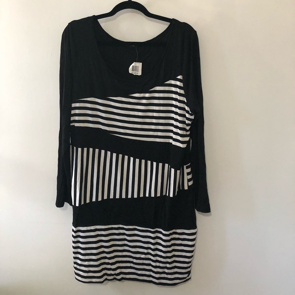 NEW with tags, long sleeved black and white dress